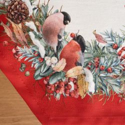 ДОРОЖКА "МОРОЗКО.СНЕГИРИ" 45Х145СМ ,КРАСНЫЙ, 100% ХЛОПОК,ТВИЛ ПРОПИТКА