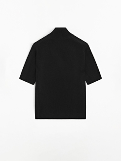 Massimo Dutti Свитер из 100% шерсти с короткими рукавами, черный