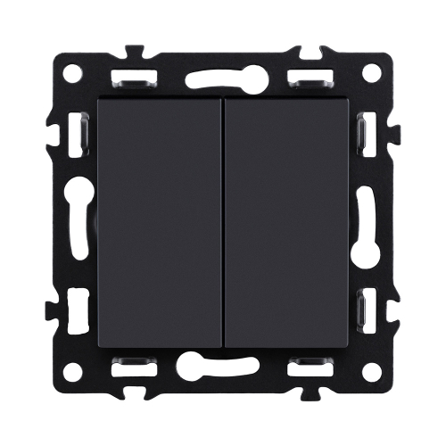 Выключатель 2-клавишный проходной 10А/250В, черный Kollinger Asthetik AS-005BK