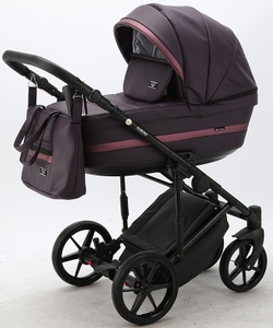 Детская коляска Adamex Rimini Deluxe 2 в 1 RI236 СЛИВОВАЯ.КОЖА+Т.СИРЕНЬ.ПЕРЛ.ОТДЕЛКА