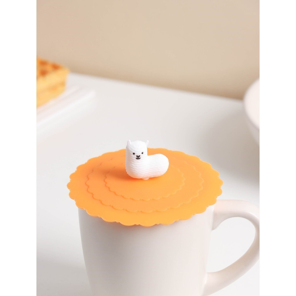 Оранжевая силиконовая крышка-непроливайка «Лама» (диаметр 10 см)