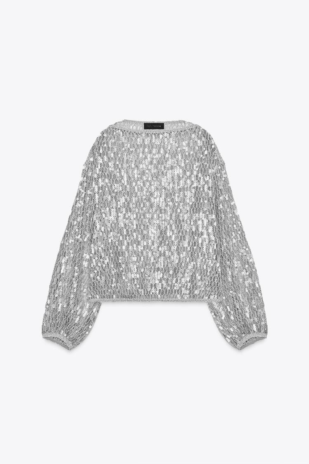 ZARA ТОП С БЛЕСТКАМИ ИЗ КОЛЛЕКЦИИ ZW, СЕРЕБРИСТЫЙ