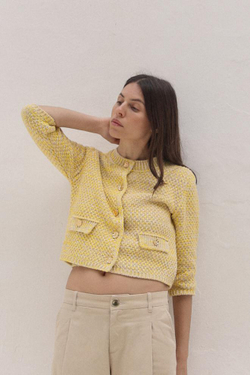 ZARA КАРДИГАН С РУКАВАМИ 3/4, ЖЕЛТЫЙ