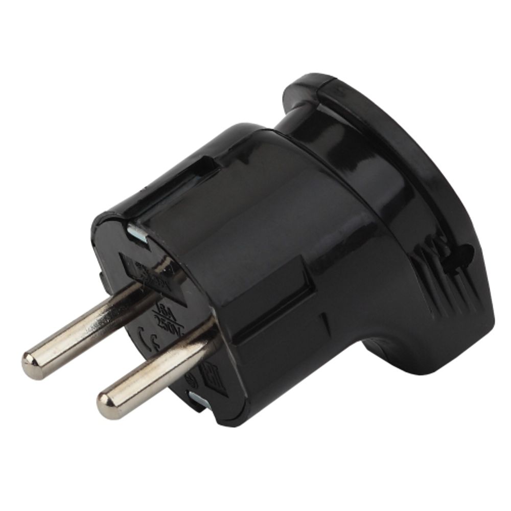 Вилка ЭРА Vx3-B с заземлением угловая 16A черная | Штепсельные вилки и розетки