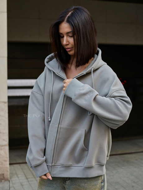 Худи на молнии в темно-сером цвете