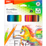 Карандаши цветные Deli "Enovation", 24 цвета, PS, картон