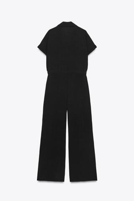ZARA КОМБИНЕЗОН ИЗ СТРУЯЩЕЙСЯ ТКАНИ С КАРМАНАМИ, ЧЕРНЫЙ