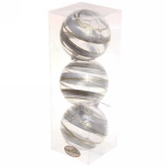 Новогодние шары 8 см (набор 3 шт) «Сказочный узор», серебро/золото