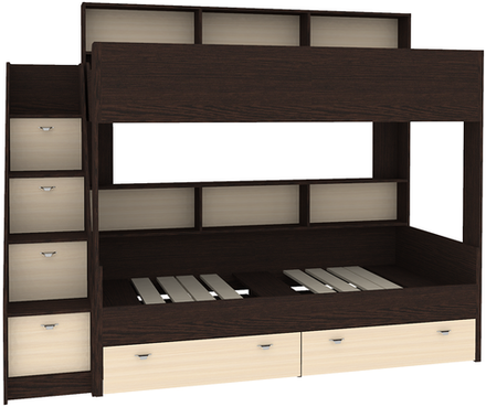 Двухъярусная кровать КарИВи Голден Кидс 10 Венге  Дуб Молочный