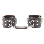 Коричневые кожаные наручники (Цвет: коричневый)