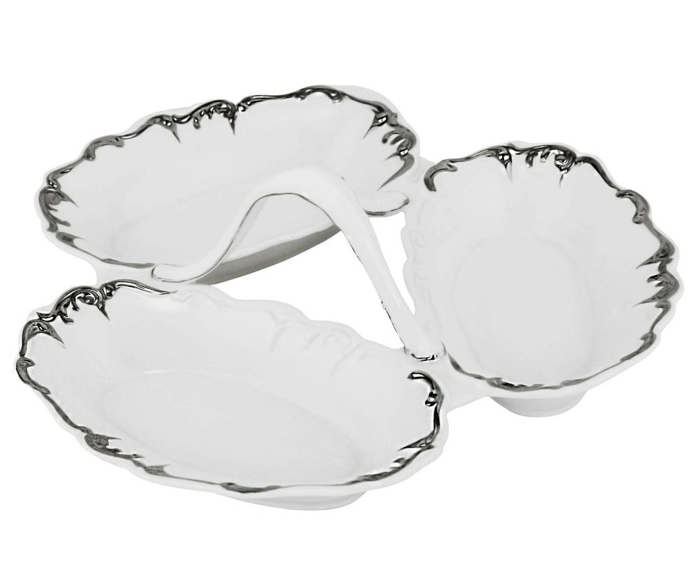 Lenardi 666-386 Менажница 26см ARGENTO в под.уп.(х6)Фарфор