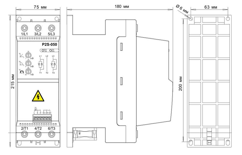 Устройство плавного пуска Prompower P2S-050-4-1T5-B, напряжение 400 B, мощность 1,5 кВт, 4А
