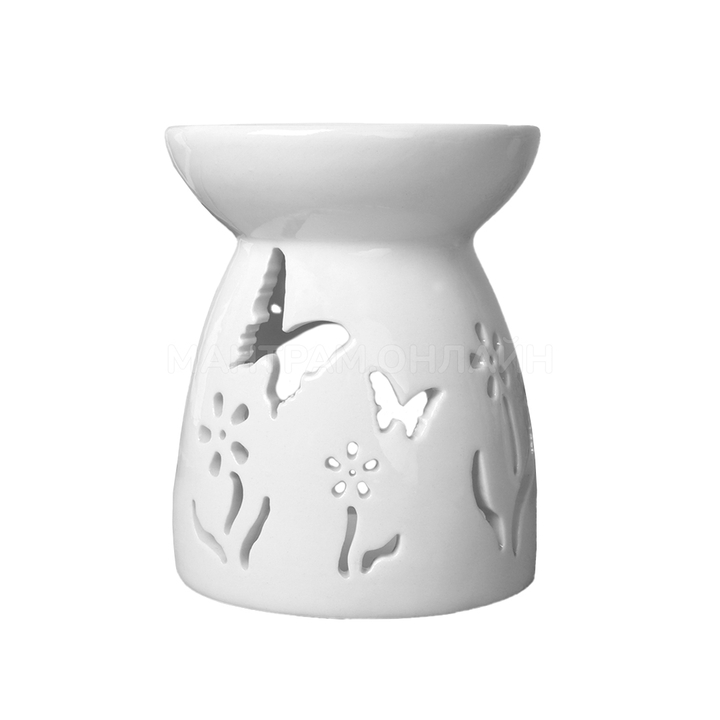 Аромалампа Вазочка узор цветочек и бабочка цвет белый 10 см
