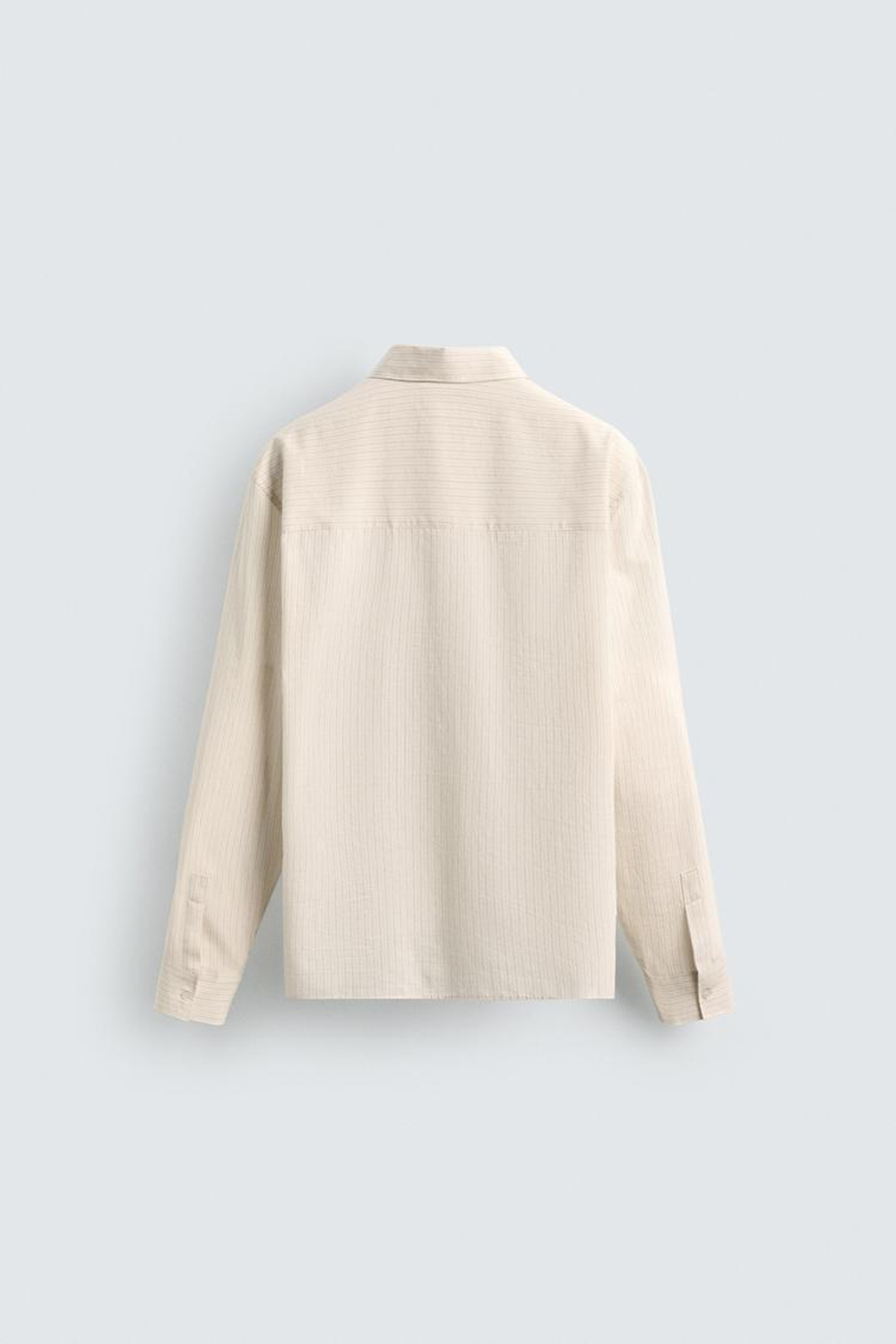 ZARА РУБАШКА ИЗ ХЛОПКА И ВИСКОЗЫ В ПОЛОСКУ, БЕЖЕВЫЙ