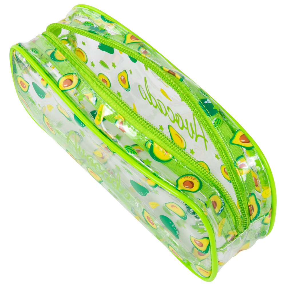 Пенал-косметичка BRAUBERG LUCENT на молнии прозрачный "Avocado" 21х5х9 см (2 штуки в упаковке)