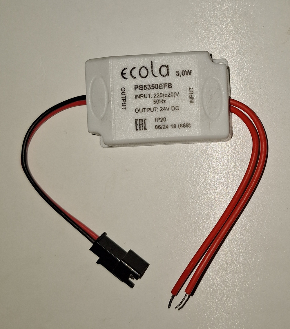 Ecola GX53 H4 LD Power запасной блок питания подсветки светильника GX53 H4 серии LD 24V 5W арт. PS5350EF, ш/к 6925587242350