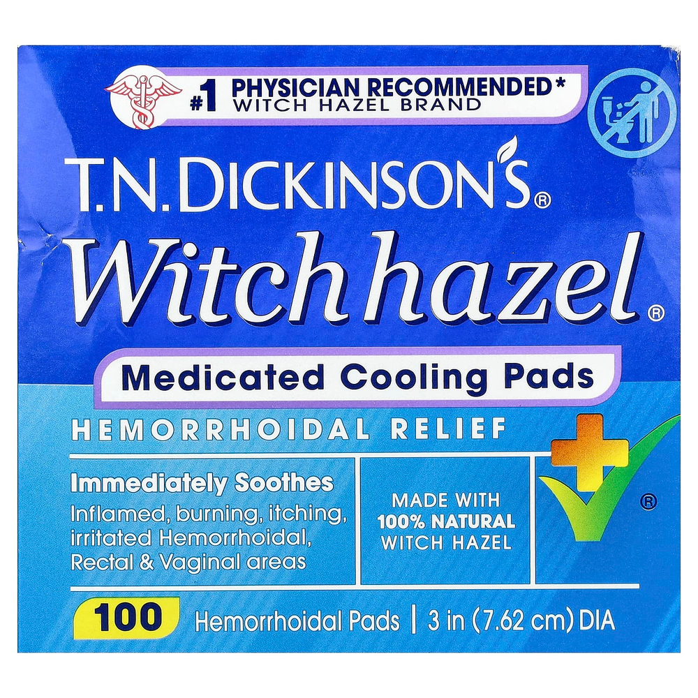 Dickinson Brands, GN Dickinson's®, охлаждающие диски с лечебным вкусом гамамелиса, для облегчения симптомов геморроя, 100 шт.