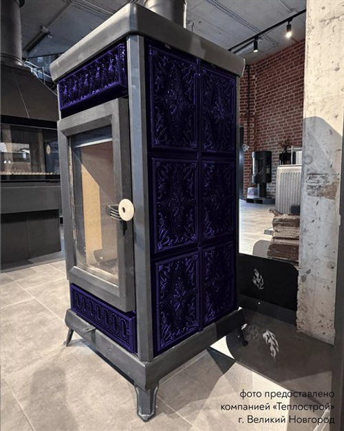 Печь-камин Astov Майолика Классик Кобальт