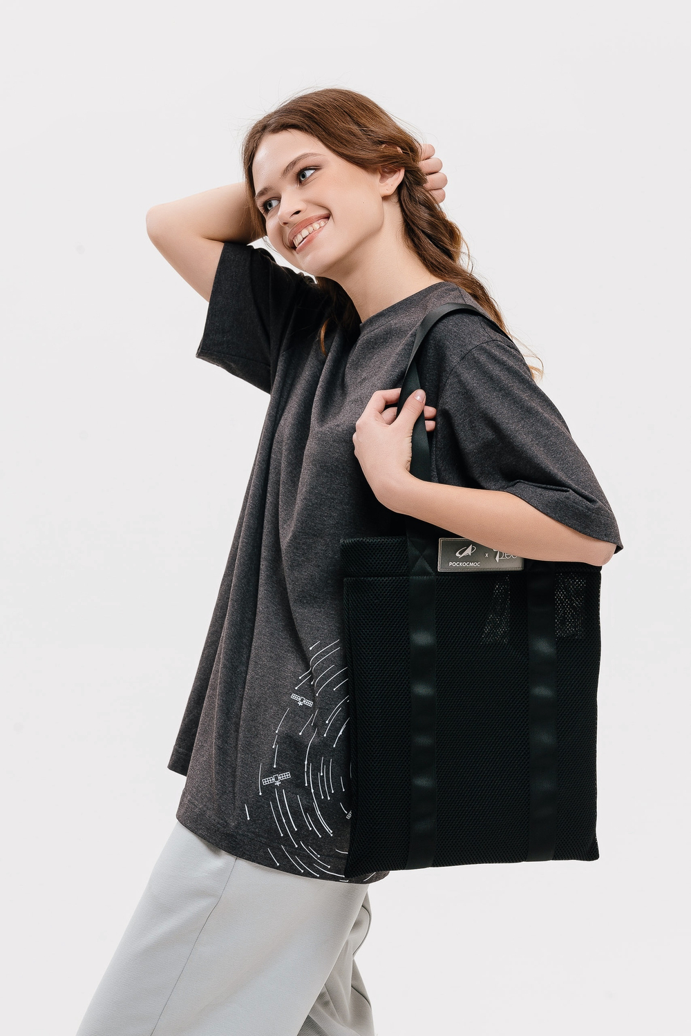 Шоппер "Роскосмос х 7.2.66", цвет: черное серебро