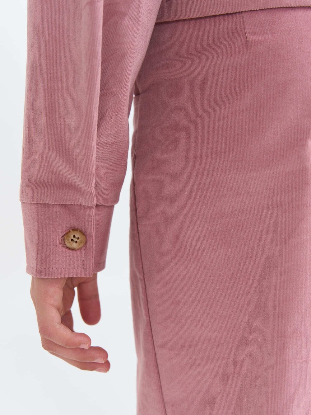 Рубашка вельветовая укороченная "Пудра" 7+