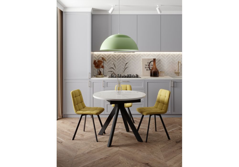 Стул на металлокаркасе Чилли черный / горчичный