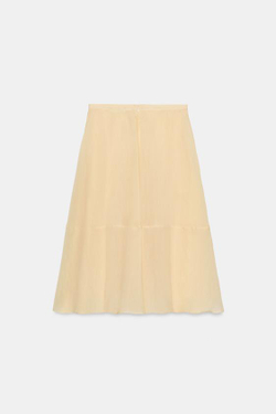 ZARA ЮБКА ZW COLLECTION, ЦВЕТ СЛИВОЧНОГО МАСЛА