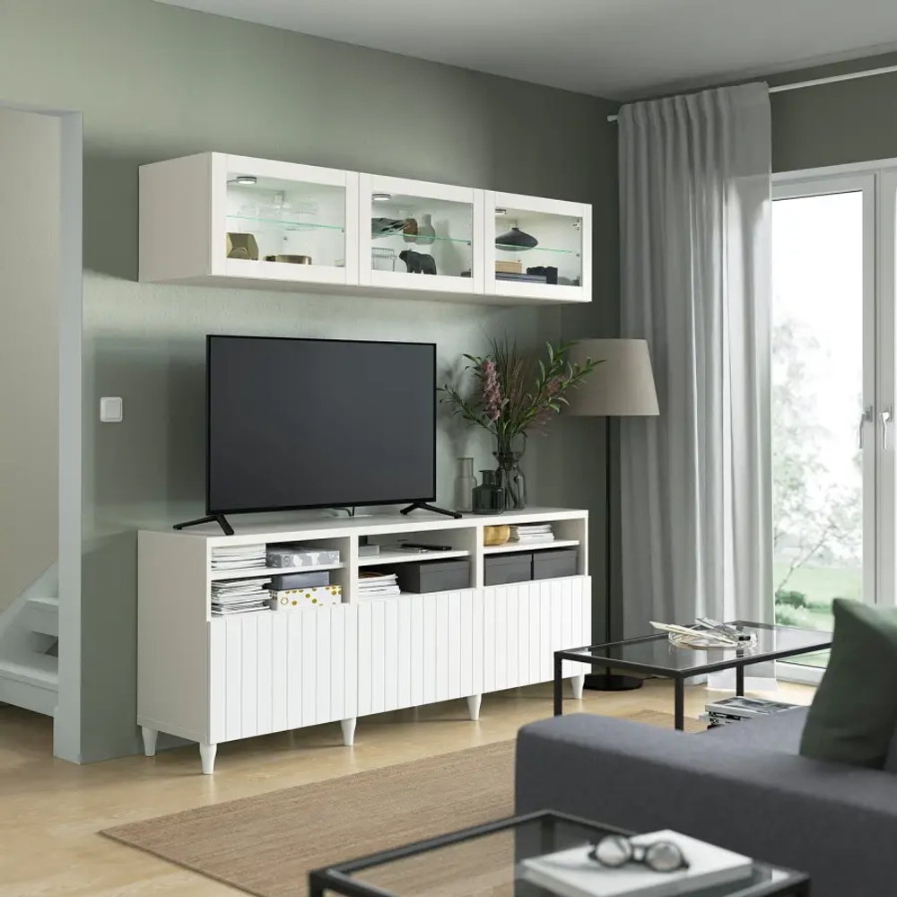 Тумба под телевизор - IKEA BESTÅ/BESTA, 180x42x192 см, белый, Бесто ИКЕА