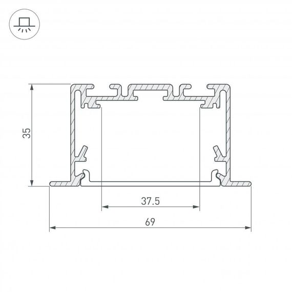 Профиль Arlight S2-Linia69-F-2500 Seamless Anod 029470