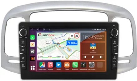 Магнитола для Hyundai Verna 2006-2010 (рамка серебро) - Canbox 9-069 Android 10, ТОП процессор, CarPlay, 4G SIM-слот