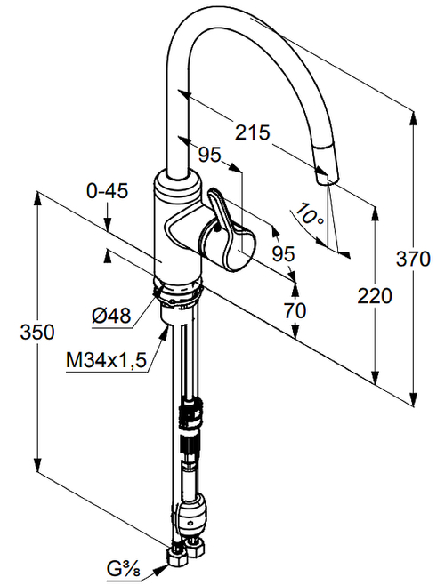 Смеситель для кухонной мойки KLUDI BINGO STAR выдвижной излив, хром (428510578)