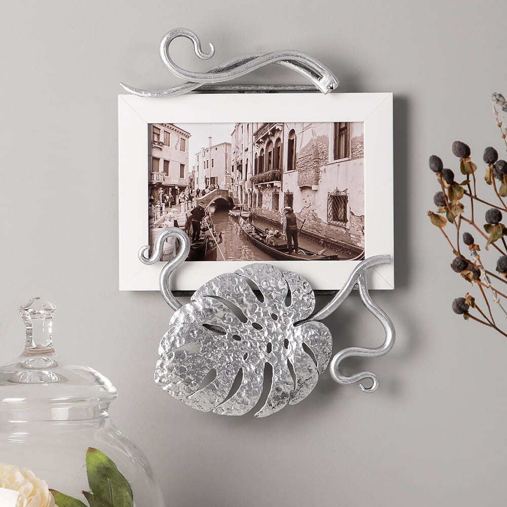 Фоторамка Monstera Deliciosa (Монстера) Античное серебро горизонтальная