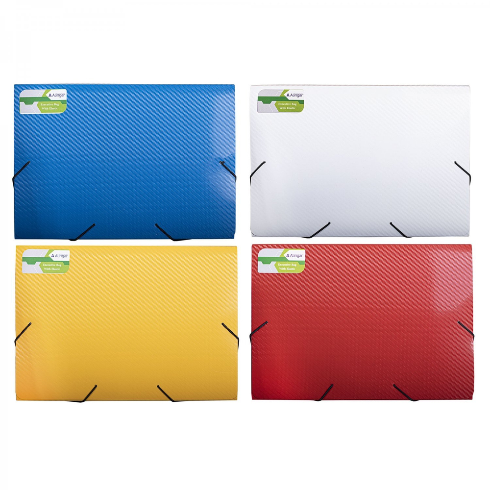 Папка на резинке Alingar, A4, 240х330х33 мм, 600 мкм, ассорти,текстура диагональ , "Caviar"