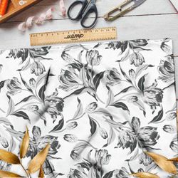 Ткань бифлекс серые бутоны