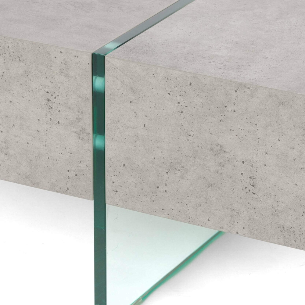 Кофейный столик Beton 119х119 фибробетон, стекло