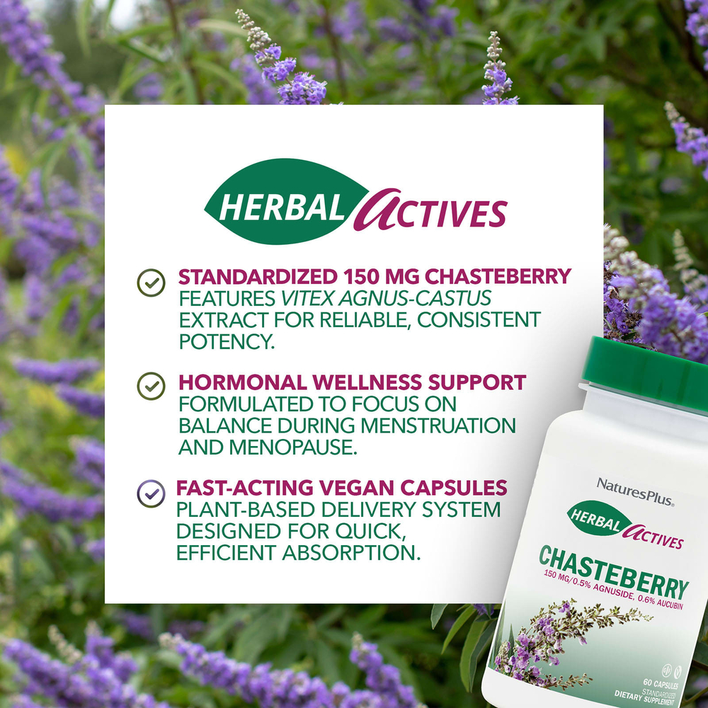 NaturesPlus, Herbal Actives, витекс, 150 мг, 60 капсул