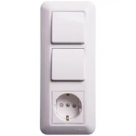 BLANCA С/У БЛОК: РОЗЕТКА с зазем.+ ВЫКЛ.1-клав.+ ВЫКЛ 1-клав, БЕЛЫЙ, розн.уп.