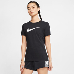 Женская футболка теннисная Nike Dry Tee DFC Crew W - black/black/heather/white