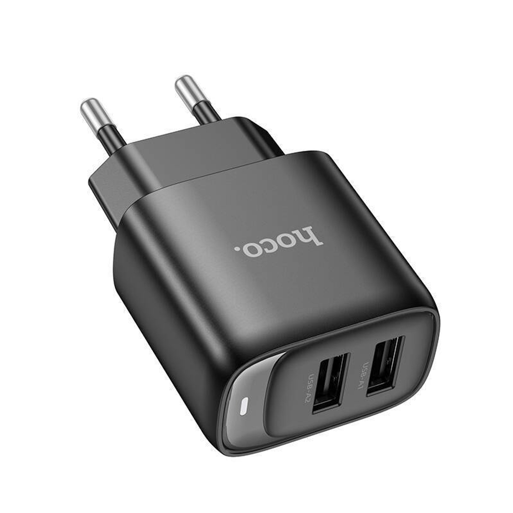 Сетевая зарядка 2-USB 2.4А Hoco C141A Чёрный