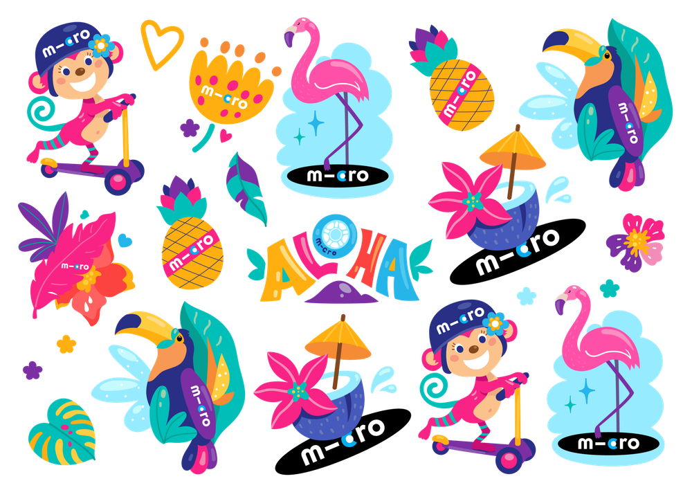 Стикерпак Micro на самокат - Алоха 15 шт