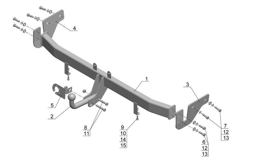Фаркоп для Hyundai Solaris седан/хетчбек 2011-2017, Kia Rio III седан 2011-2017 Тип шара: A. Нагрузки: 1000/75 кг, HY 23