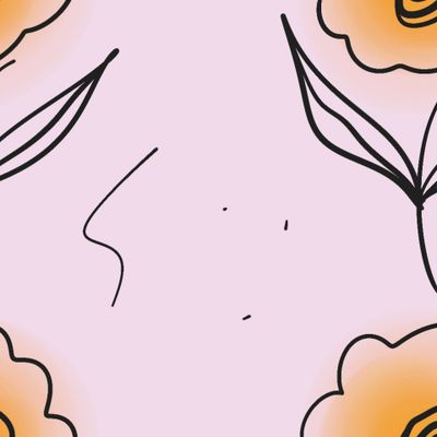 Оранжевые цветы на розовом