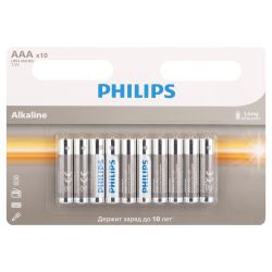 Батарейки Philips LR03A10B/51 ААА алкалиновые 1,5v 10 шт. LR03-10BL Entry