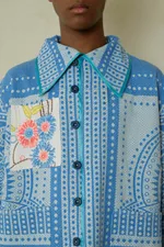 Куртка Soeurs с Ярким Карманом / Blue and Red Flowers голубая