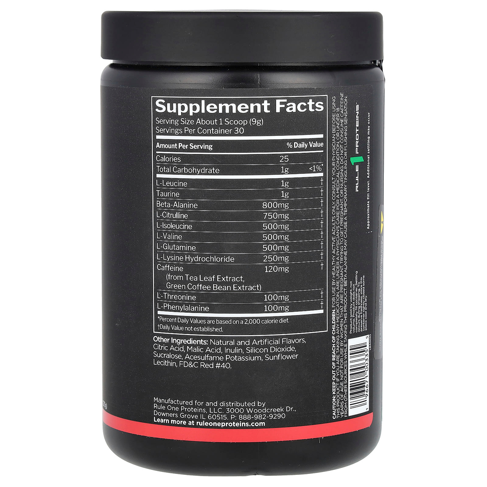 Rule One Proteins, Energized Amino, аминокислоты, со вкусом арбуза, 270 г (9,52 унции)