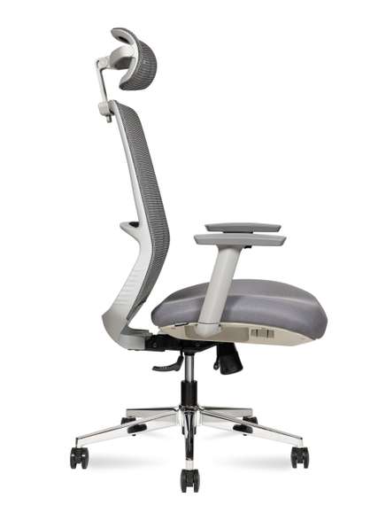 Кресло офисное Норден / Некст грэй хром / Next grey chrome / серая сетка/серая ткань/база хром