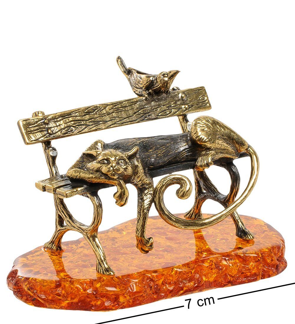 Народные промыслы AM-1922 Фигурка «Кот Солнечный день» (латунь, янтарь)