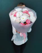 Букет диантус,пионовидная роза и хризантема(00260)