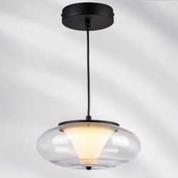 612117 Подвесной светильник PALERMO 8W LED 350LM G ЧЕРНЫЙ/ПРОЗРАЧНЫЙ 3000K