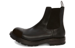 Alexander McQueen Shiny Toecap Grainy Leather Chelsea Boot Black