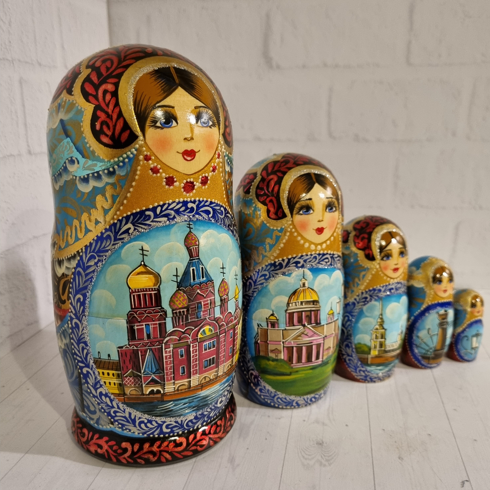 Матрешка "Виды города" 5 мест